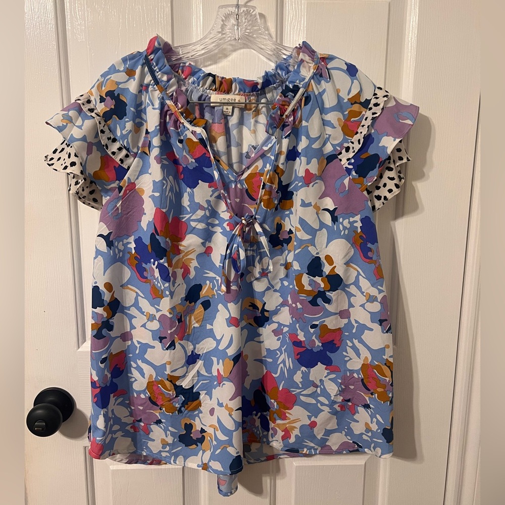Umgee Multicolor Ruffle Blouse